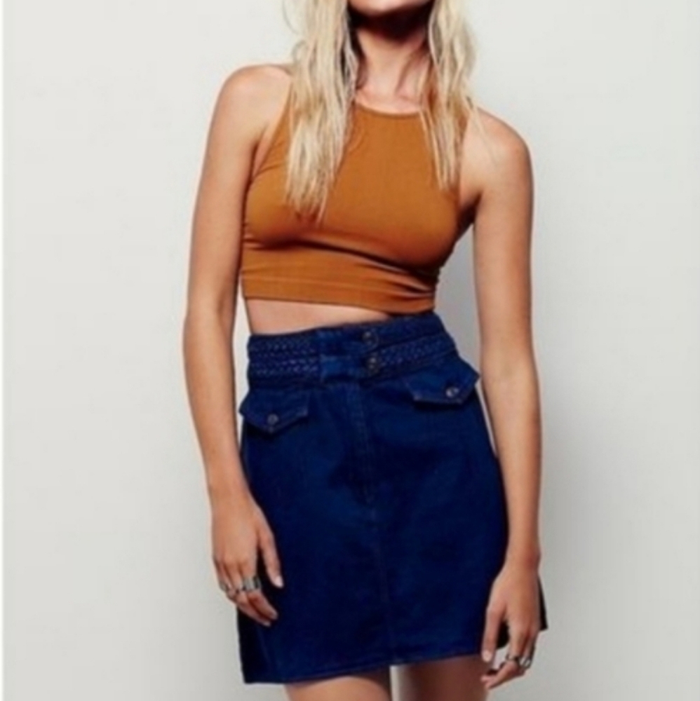 🌼Free People Denim Skirt A-line - Picture 3 of 10